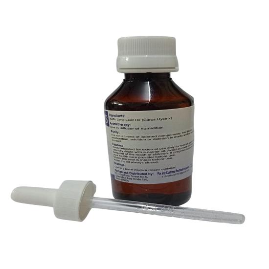 S.R Brothers Kaffir Lime Leaf (Citrus Hystrix) Pure & Natural Therapeutic Grade Essential Oil Plastic with Dropper