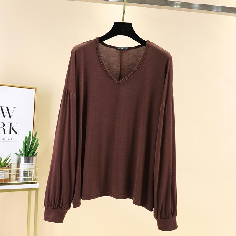 

Женская футболка с длинным рукавом и V-образным вырезом свободного кроя для защиты от солнца - Летний топ большого размера для верховой езды, в корейском стиле Large