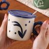 Underglaze Color With Lid Ceramic Mug Coffee Cup Women High Value Office Drinking Cup Women Internet Celebrity Water Cup