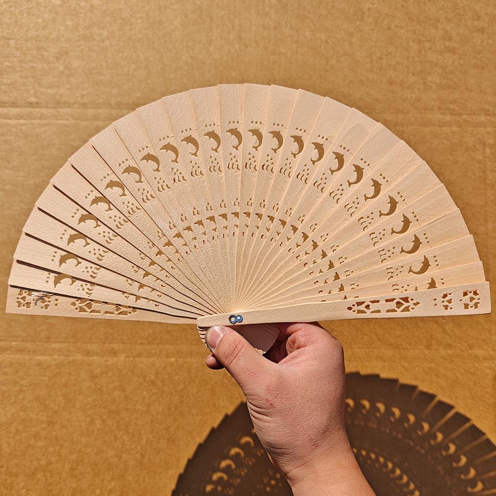 1pcs New Carved Chinese Style Wooden Folding Fan Wedding Decoration Party Sandalwood Home Supplies Hand Fan