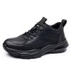 2025 autumn casual shoes soft-soled men's shoes soft leather versatile sports leather shoes lace-up black trend shoes thick-soled tide
