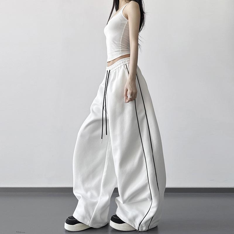 Pink Korean-Style Loose Wide-Leg Women s Pants - Spring 2026 Casual Straight-Leg Sportswear Large