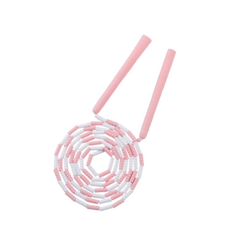 Regulable Length Colorful Beads Jump Rope with Nonslip Handle Durability Plastic Jump Rope for Sports Training