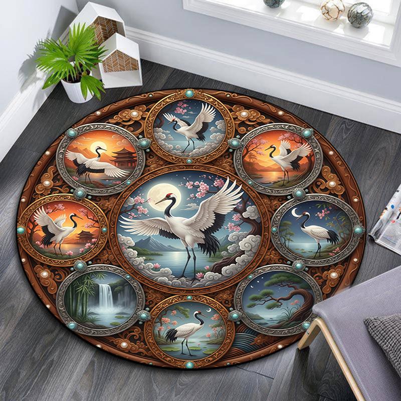 Cartoon Print Round Area Rug,Carpet Rug for Living Room Bedroom Sofa Playroom Decor,Non-slip Floor Mat
