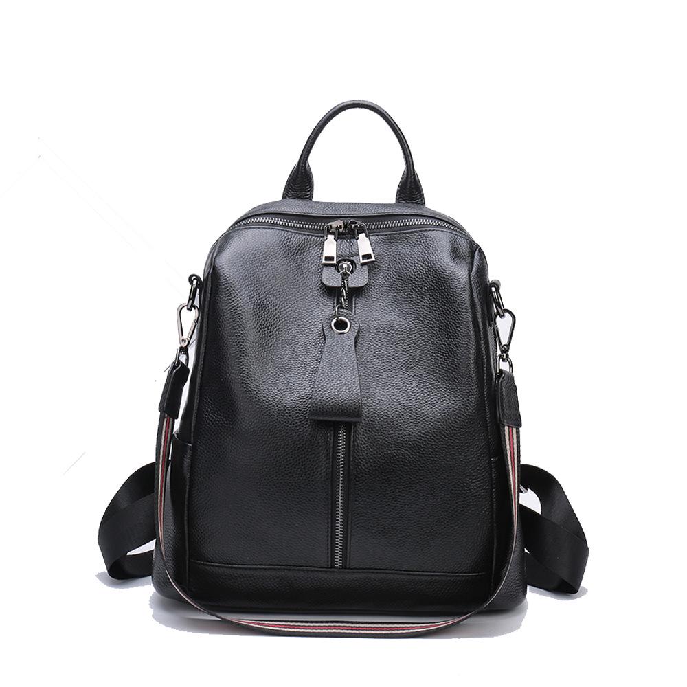 Korean Fashion Women's Large Capacity Soft Cowhide Backpack - 2024 Double Shoulder Casual