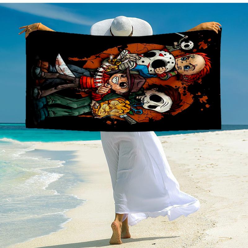 Horror Movie Characters Beach Towel, Super Soft Microfiber, Gift for Her/Him, Birthday, for Pool, Beach, Travel, Home Decor Fan gifts