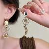 Greek Mythology Face Sun Moon Ear Clips Asymmetric Personality Long Clip On Earrings Non Pierced for Women Party Jewelry Gifts
