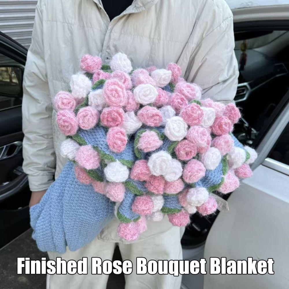 Woven Crocheted Rose Bouquet Blanket Finished Product Rose Blanket  Valentine's Day