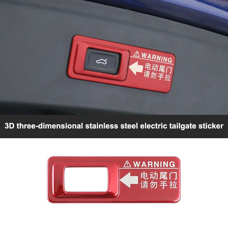 

Car Trunk Warning Sticker Electric Tailgate Lifting Cover Car Electric Tail Door Switch Button Frame Decoration Car Accessories as the picture