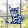 Cat Sun Catcher Hanging Ornament 8Inch 2D Acrylic Blue White Cat Memorial Christmas Tree Decorations Gifts for Cat Lovers Pet