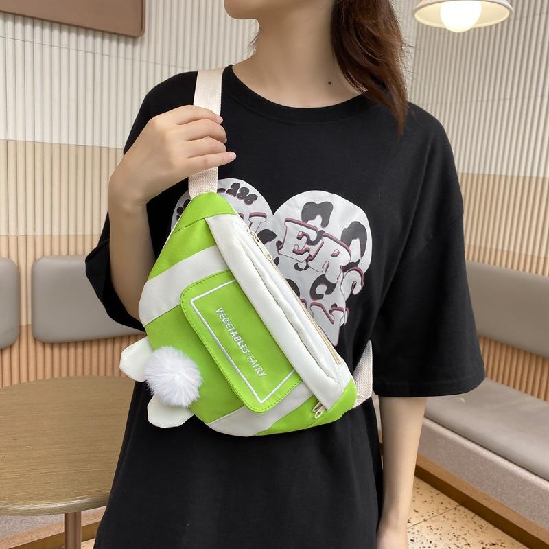 Cute Canvas Bag for Women In Autumn New Casual Cartoon Chest Bag Fashionable Girl One-shoulder Crossbody Waist Bag Trendy