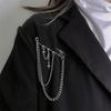 Korean Style Metal Star Chain Brooch for Women Men Suit Decoration Tassel Chain Metal Beads Pin Cloth Jewelry Accessories