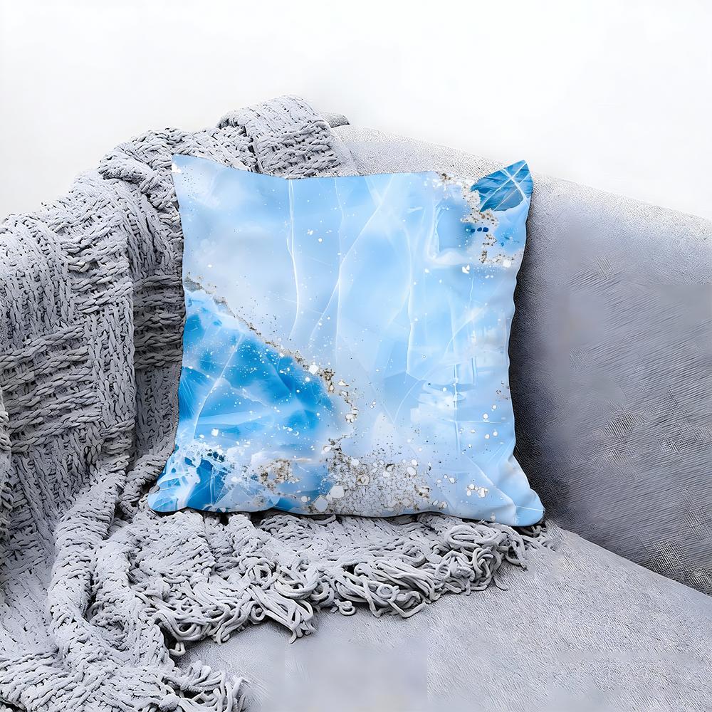 Elegant White Marble Pattern Cushion Cover Premium Comfort Reversible Pillow Cove Two In One Design for Any Room Car Interior