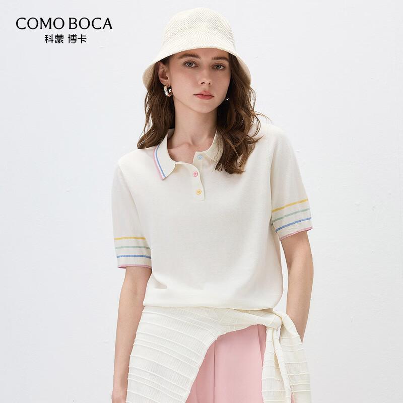 

Women s Striped Silk Blend Knit Polo Shirt M