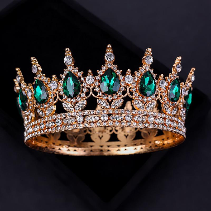 The Bride's Luxurious and Dazzling Tiara A Full Round Design  Princess Style Wedding Dress  Headwear  Flower Cake Decoration and Ornaments