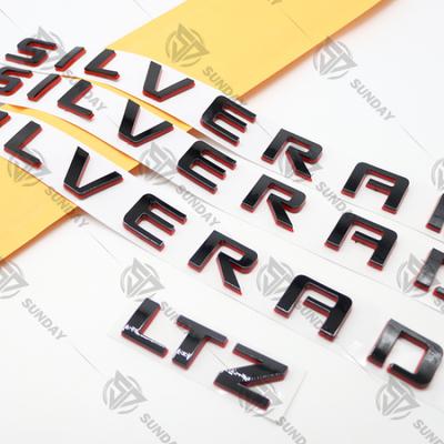 4x Dvouvrstvý Černočervený Znak na Dveře pro Silverado 1500 2500HD 3500HD LTZ 07-18