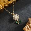 Cubic Zirconia Daisy Necklace and Earrings Set with Micro-Pave Luxury