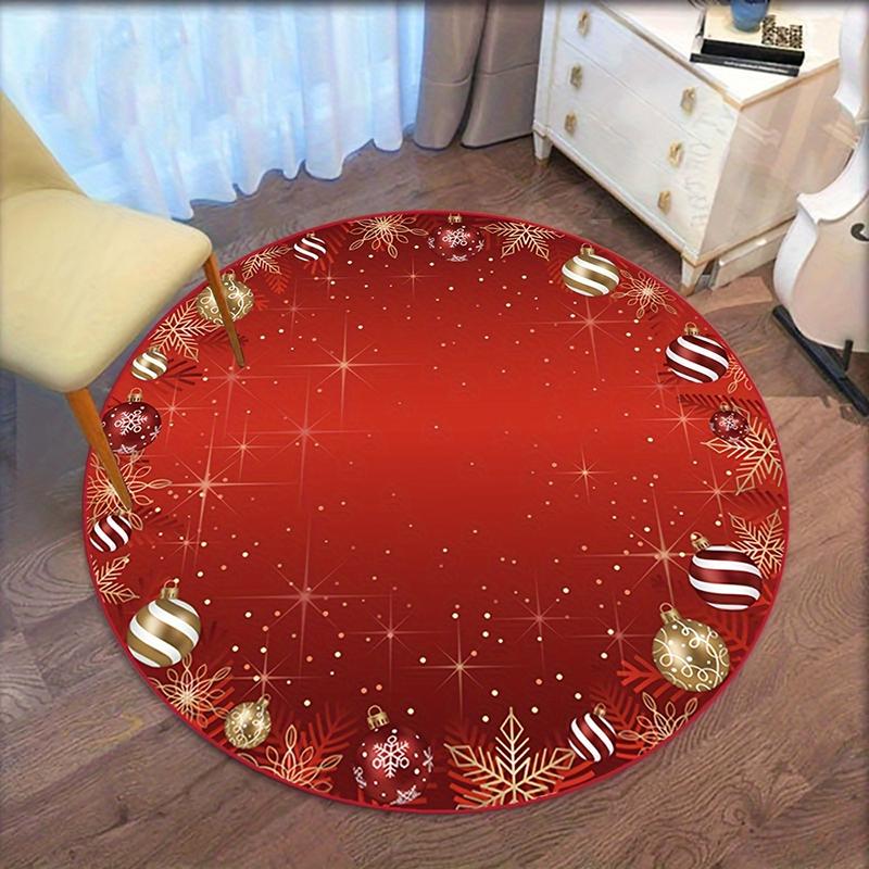 1pc Christmas Round Rugs: Santa, Snowman, Tree Designs - Festive Home Decor ,Christmas round carpet decoration..