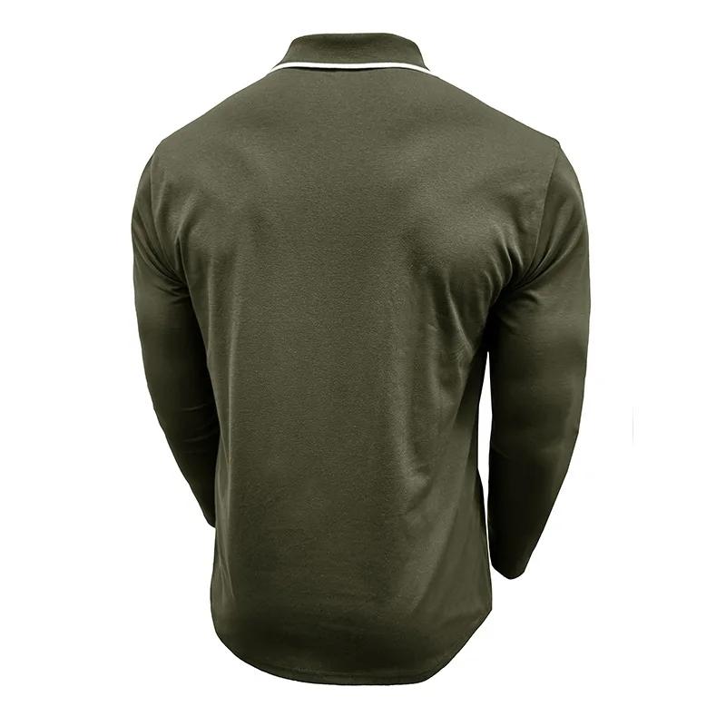 Casual Business Lapel Top Autumn and Winter Long-sleeved POLO Shirt Men's Lapel T-shirt Top Daily Wear Button