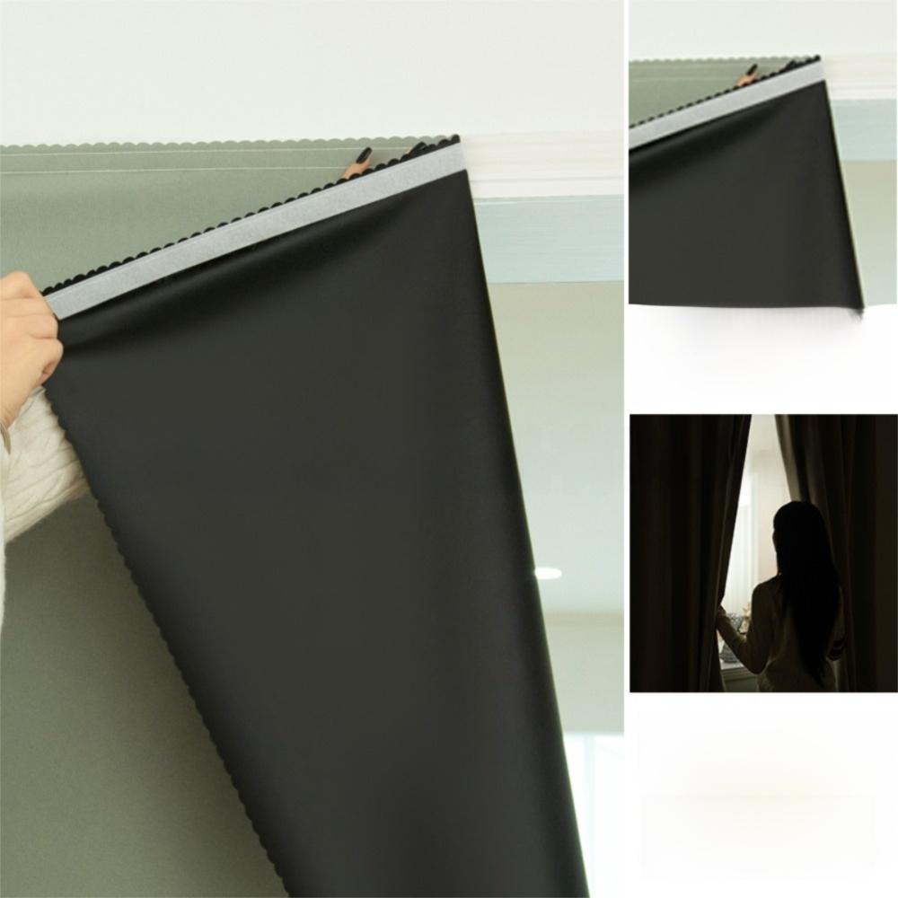 No Drilling Sunshade Curtains Solid Color Insulation Curtains  for Bedroom Bathroom