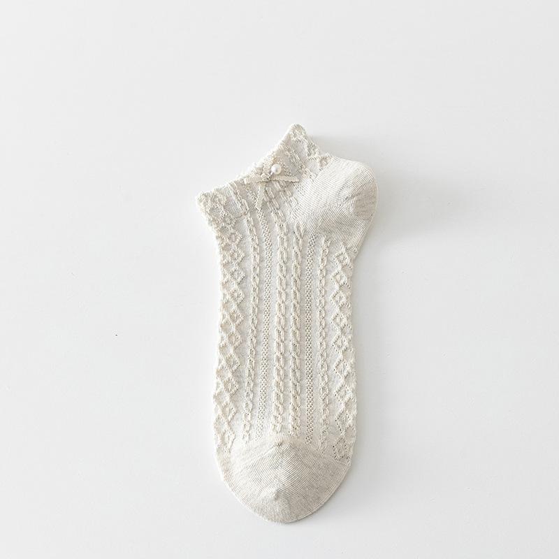 

Женские весенне-летние хлопковые низкие однотонные носки с простым ретро-бантом 1 pair хаки