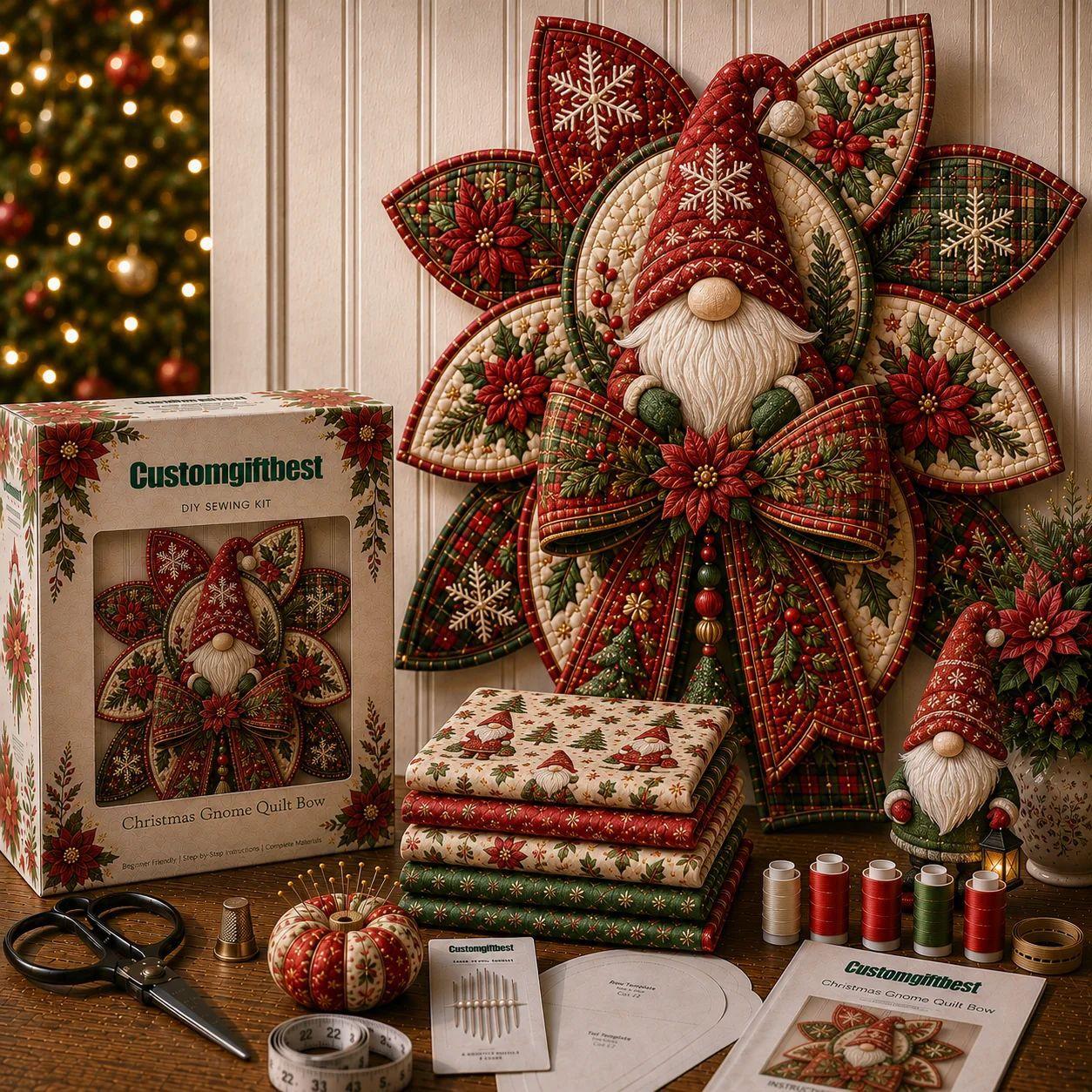 Kerstman en kabouter DIY semi-afgewerkte handgemaakte set patchwork, vakantiegeschenken, huis ophangdecoraties, buiten tuin de