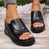Fashion Slippers Black Wedge Platform 2025 New Women Sandals Women Open Toe Women Orthopedics Thick Bottom Beach High Heels Slide
