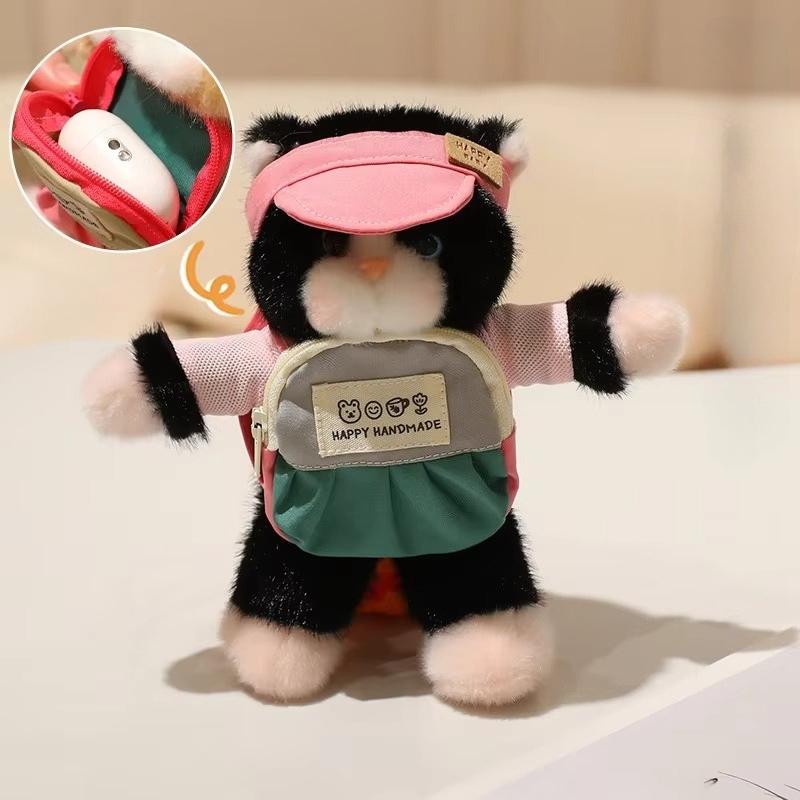 18cm Plush Cat Soft Plush Doll Pocket Design for Cat Lovers Kawaii Birthday Holiday Gift Soft Toy