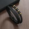 Multi-Layer Braided Leather Bracelet For Men With Magnetic Titanium Steel Clasp Simple Wristband