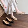 Fashion Heightened Inside 5 Cm Rivet Light Mouth Nude Pointed Toe Soft Patent Leather French Style Single Shoes for Women