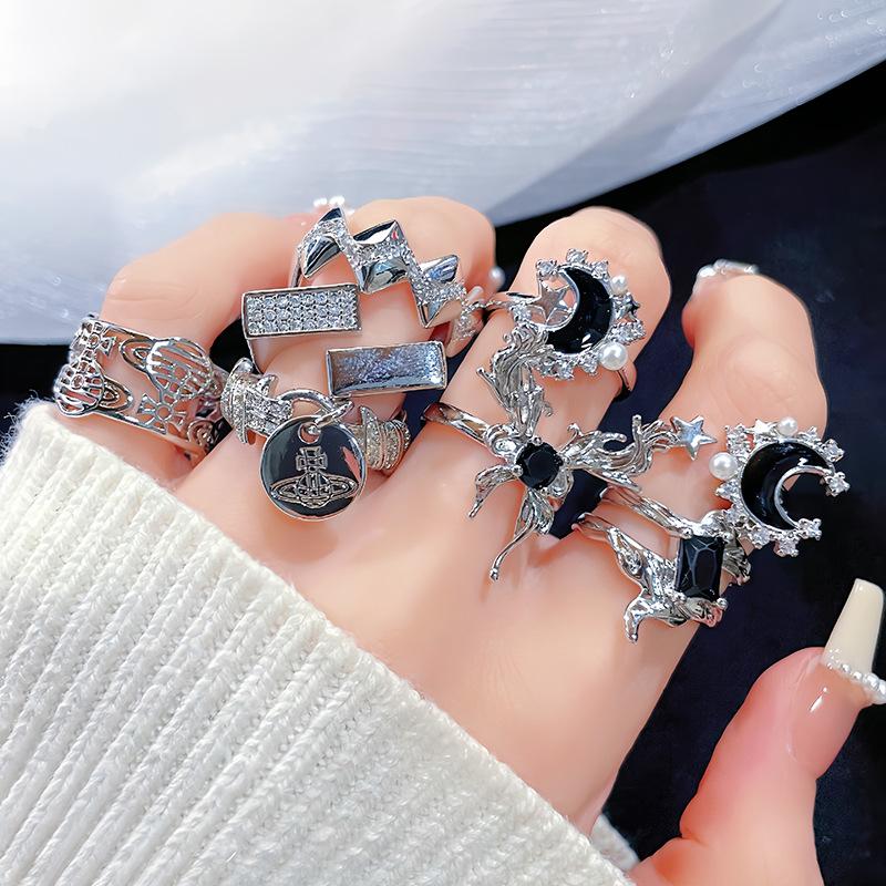 Nische Design Sense Dark Series Offener Ring Kalter Wind Mode Persönlichkeit High Sense Ring Frau