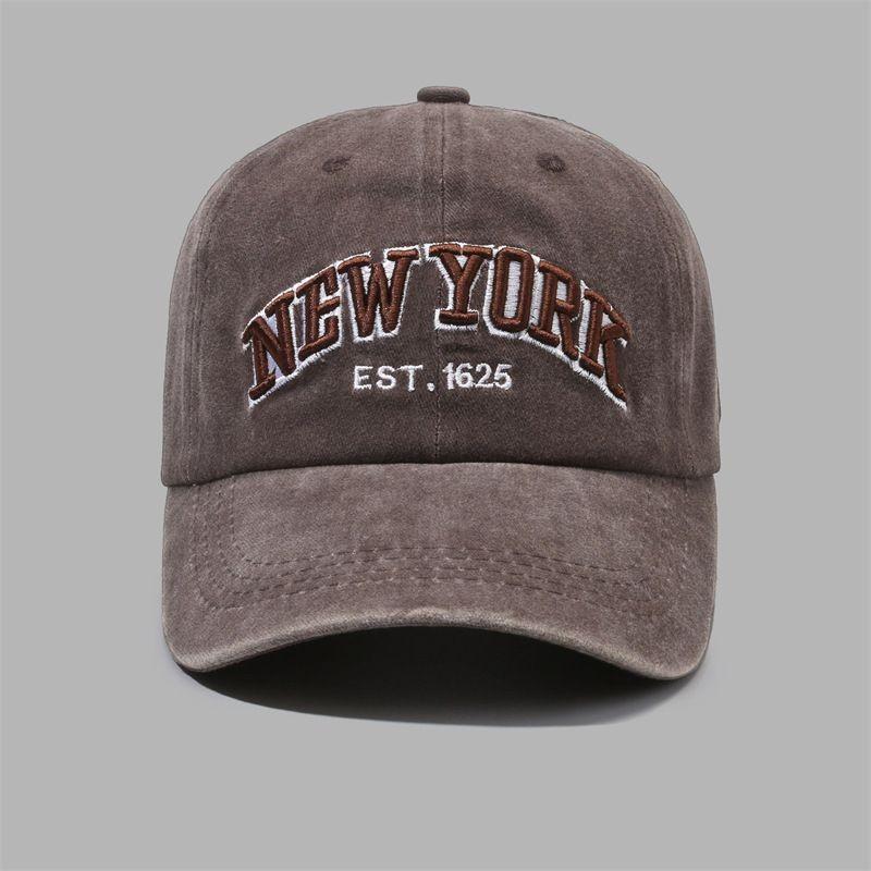 

Letters New Embroidered York Baseball Caps Women Spring Fall Wash Vintage Shade коричневый