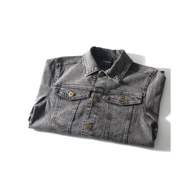 American Retro Smoky Gray Washed Denim Jacket for Men, Autumn and Winter Trendy Brand Short Casual Foreign Trade Men's Workwear Jacket
