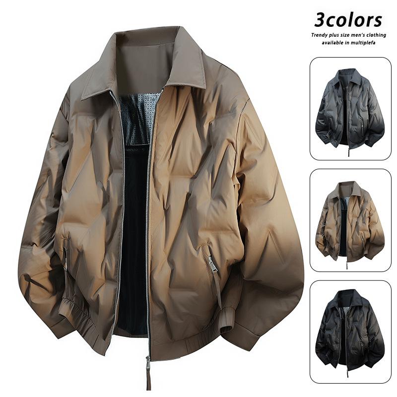 Plus Size Men's Winter Down Jacket, 90-300 jin, 90% Down, Sports & Casual Style
