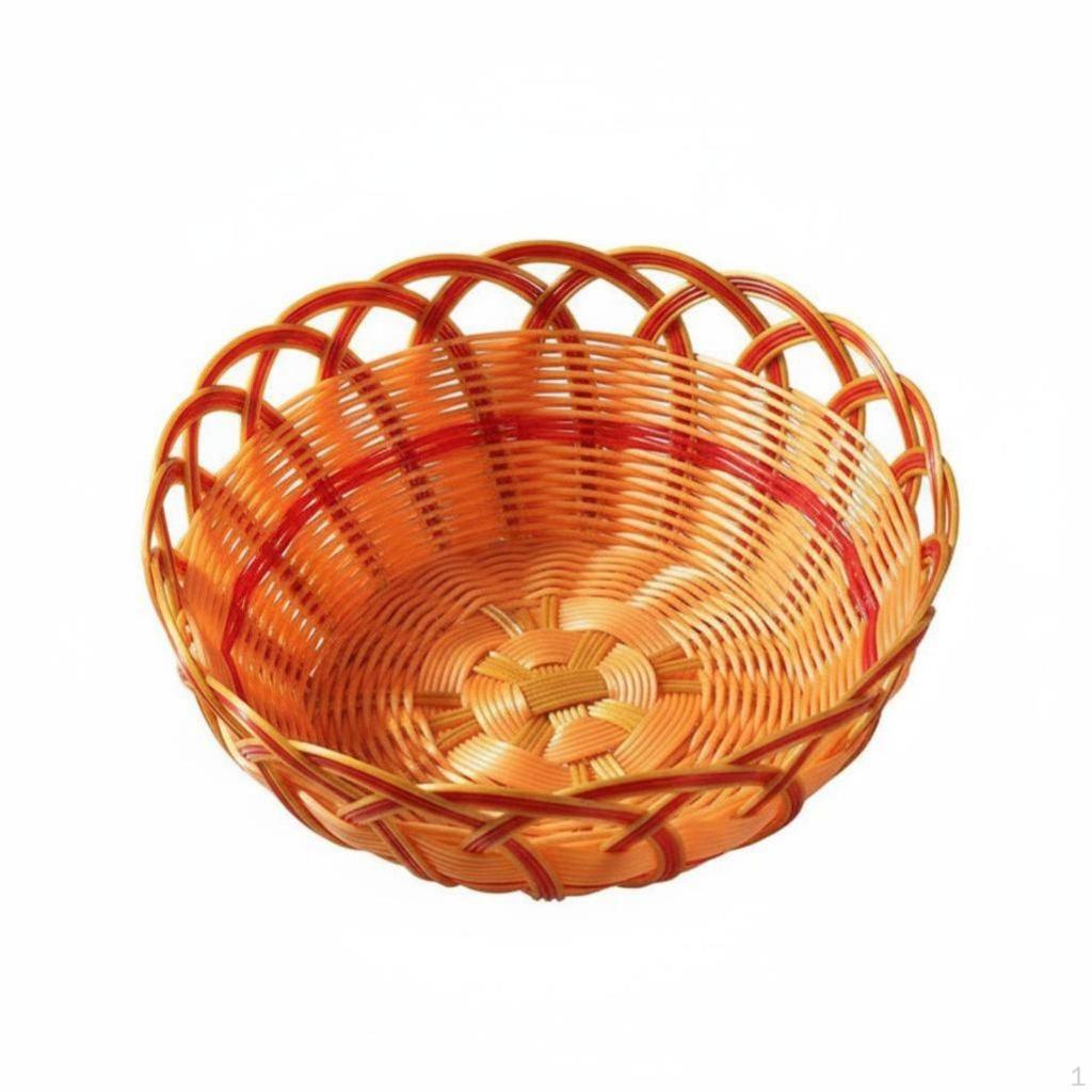 Round Woven Serving Container FoodSuitable Imitation Wicker Rattan& Look Weave