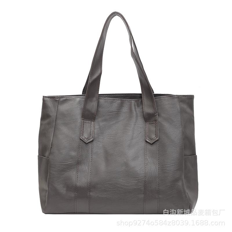 Retro Soft Leather Tote Bag Simple and Versatile Fashion Shoulder Bag Light Luxury High-end Large-capacity Commuting Handbag
