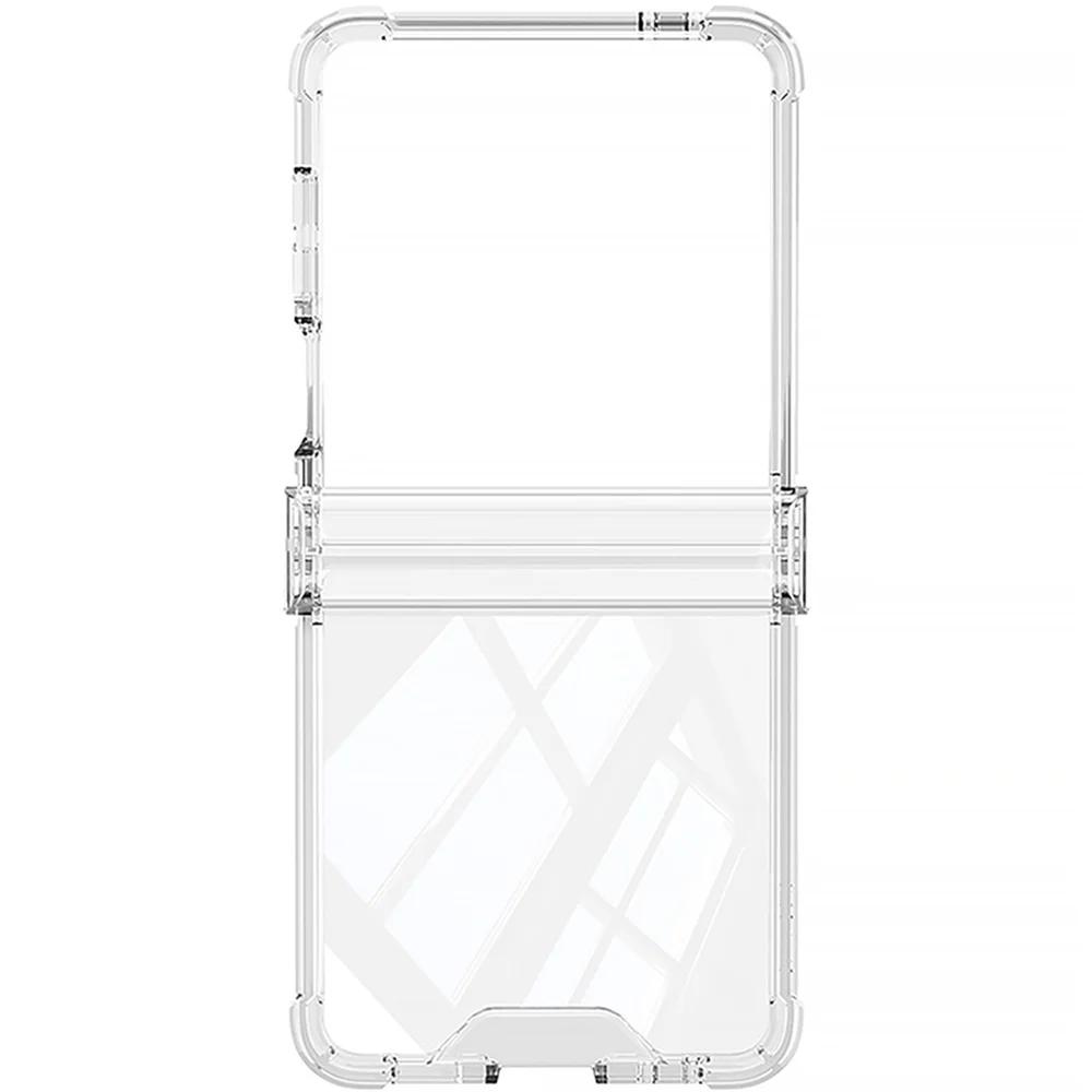 For Samsung Galaxy Z Flip 8 Z Flip 7 Transparent Shockproof Case With Hinged Protection Bumper Armor Folding Back Clear Cover
