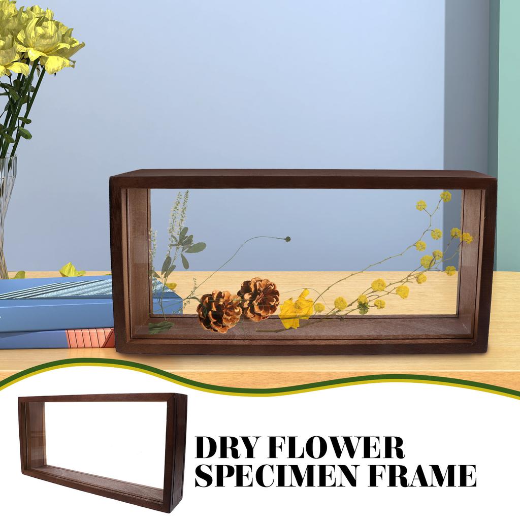 Cornice Scatola Ombra Rettangolare Acrilico Legno Contenitore Desktop Cartolina Fiori Pressati Foglia Secca Vetrina Espositore Campioni Foto