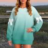 Women's Graduated Print Bow Round Neck Long Sleeve Loose Pullover Sweatshirt T-Shirt