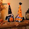 Durable Plush Gnome Halloween Decoration, Spooky Orange Black Boo Pumpkin Swedish Tomte Long-lasting Party Decor Figurine, Elf Dwarf Ornaments