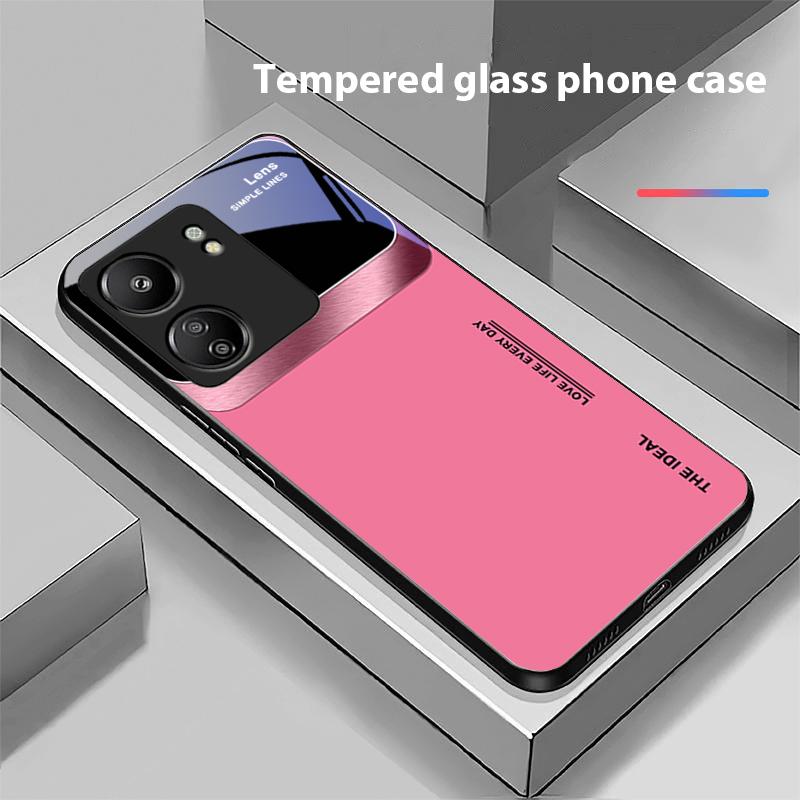 Vetro Temperato Nero con Finestra Grande per Xiaomi Redmi 13C Note13 12 Pro Plus 5G Note 9 13T Pro POCO X6 F5 F6