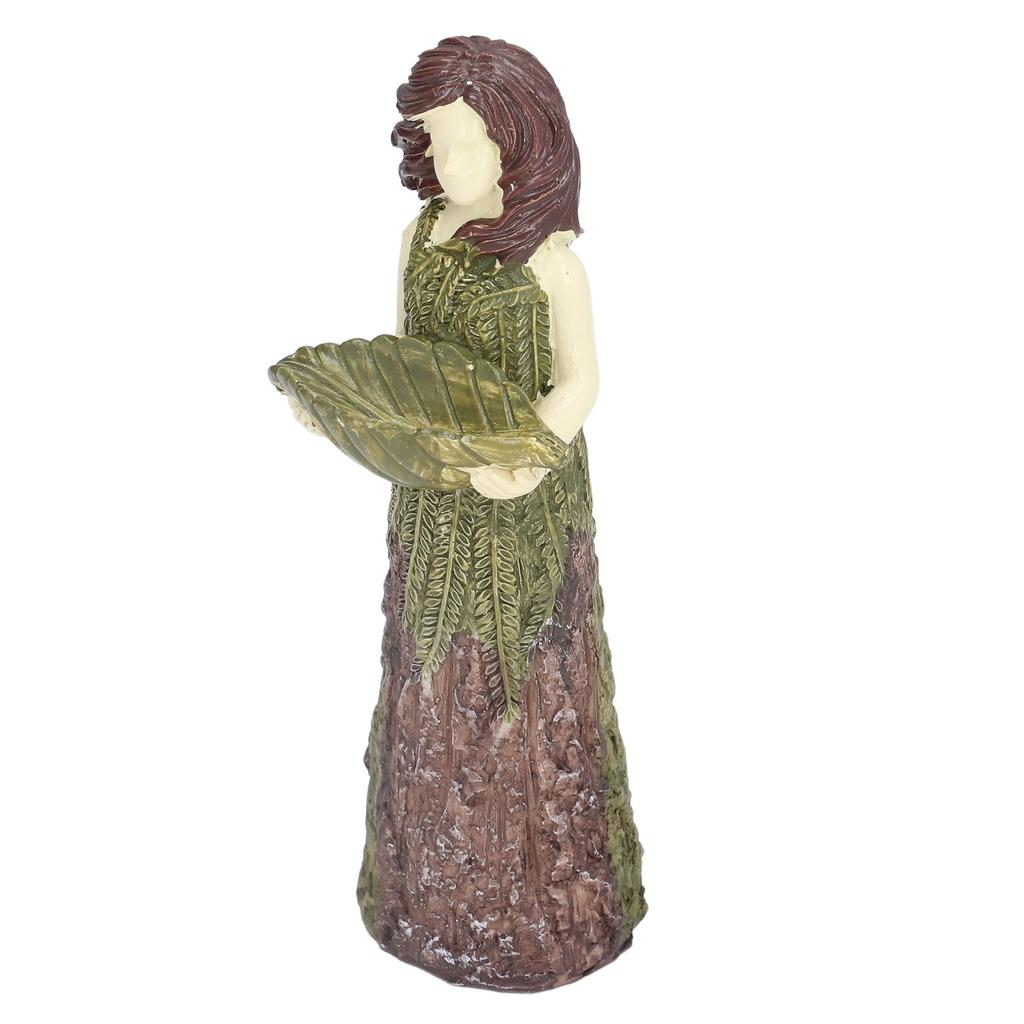 Fairy Statue Bird Feeder Resin Attractive Beautiful Goddess Statuary Bird Feeder for Outdoor