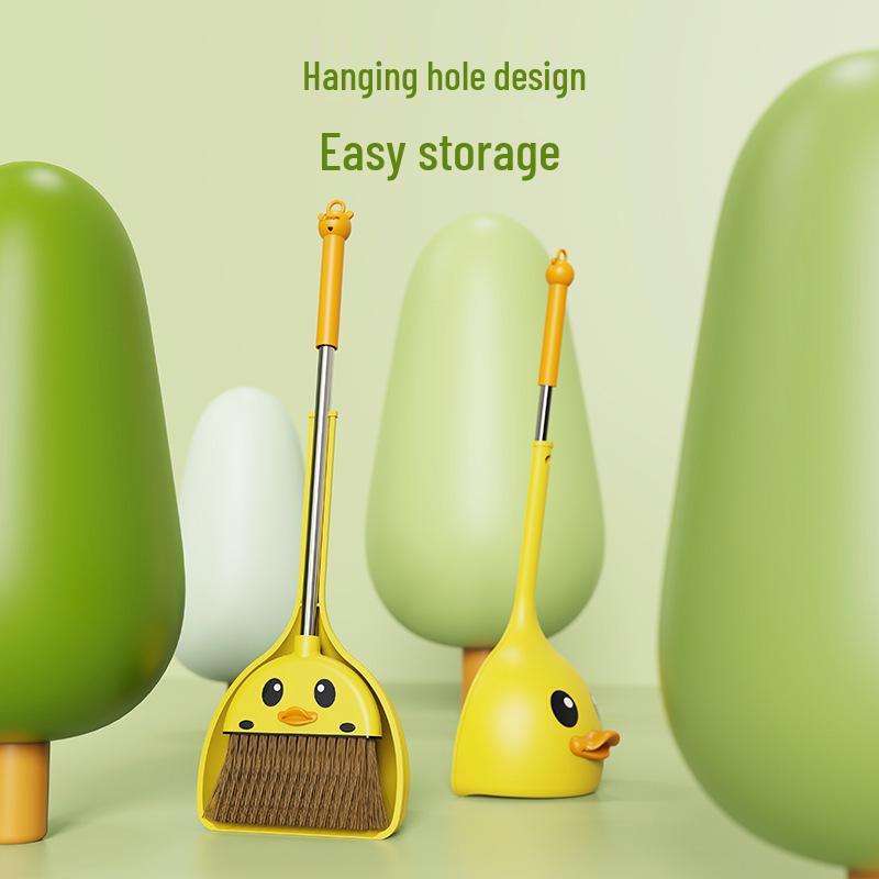 Little Yellow Duck Kids' Broom & Dustpan Set - Child's Cleaning Toy for Kindergarten & Home