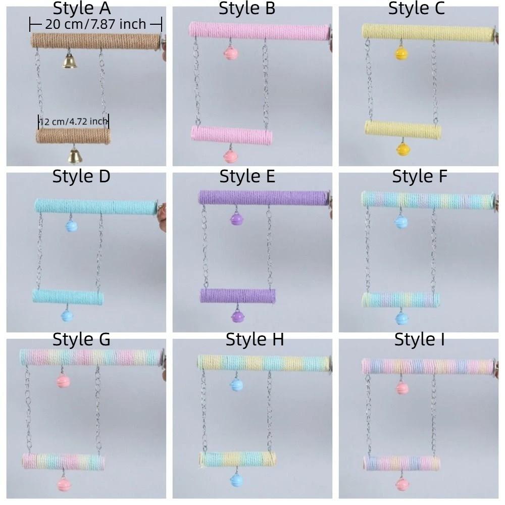 Double Layer Wood Standing Stick Colorful Cotton Rope Bird Cage Swing  Training Perch