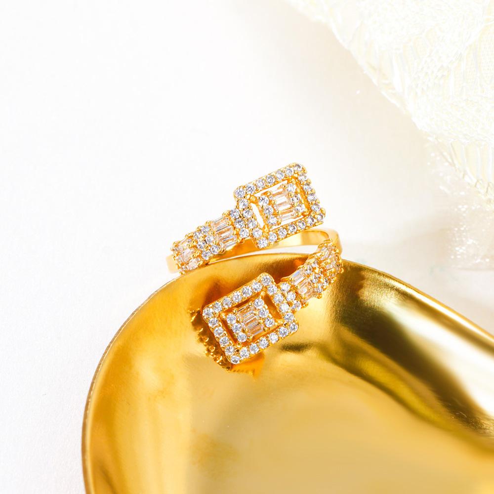 

Шикарные квадратные кольца CMM с кубическим цирконием, яркие геометрические регулируемые кольца для женщин, обручальные, свадебные, банкетные украшения золотой