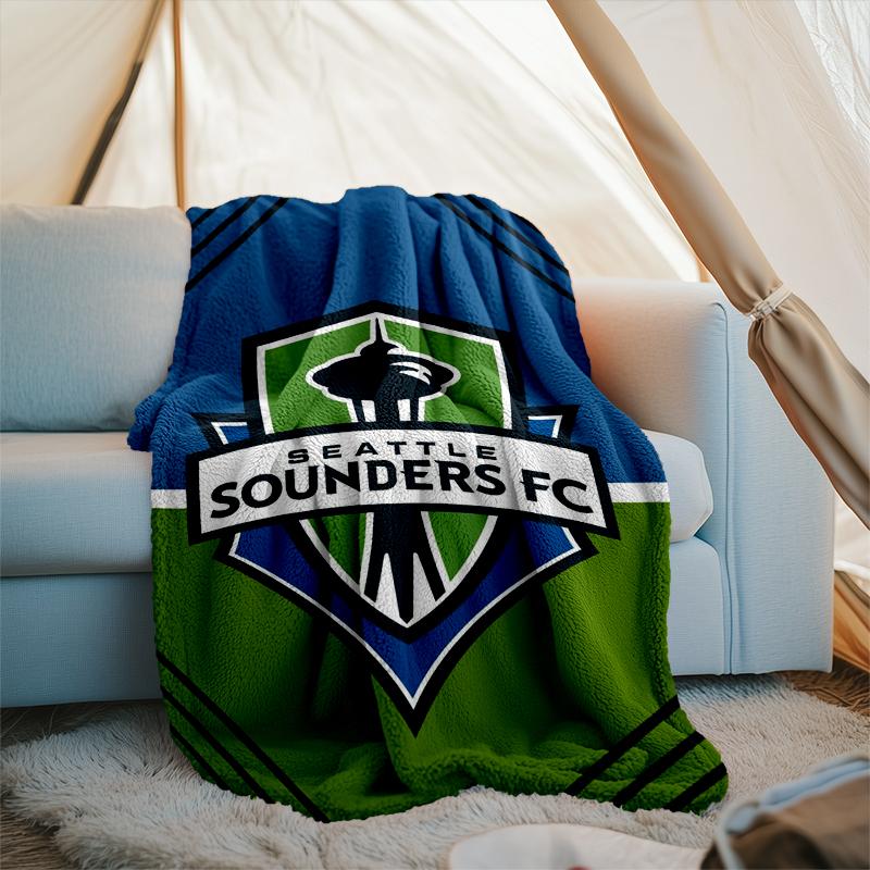 1PC Seattle Sounders FC Printed Soft Flannel Blanket Throw for Adult Bedroom Living Room Sofa Camping Travel Fan Gifts Christmas Gifts