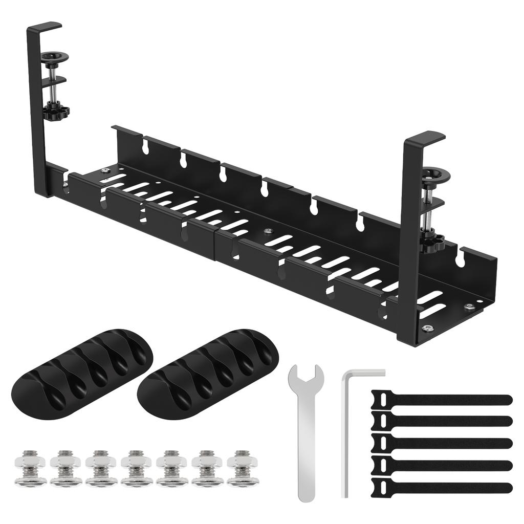 Under Table Storage Rack Cable Management Adjustable Versatile Metal Cable Management Tray No Punching Storage Accessories