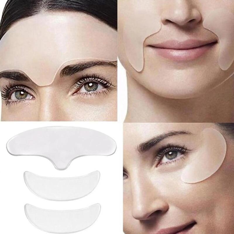 Transparent Silicone Anti-Wrinkle Patches Set for Eyes Forehead Neck, Reusable Face Firming Beauty Pads Sleep-Friendly Wrinkle Reduction
