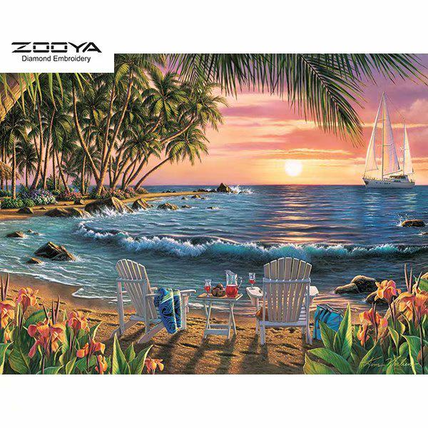 

ЗООЯ DIY 5D квадратная алмазная картина морской пейзаж вышивка крестиком домашний декор