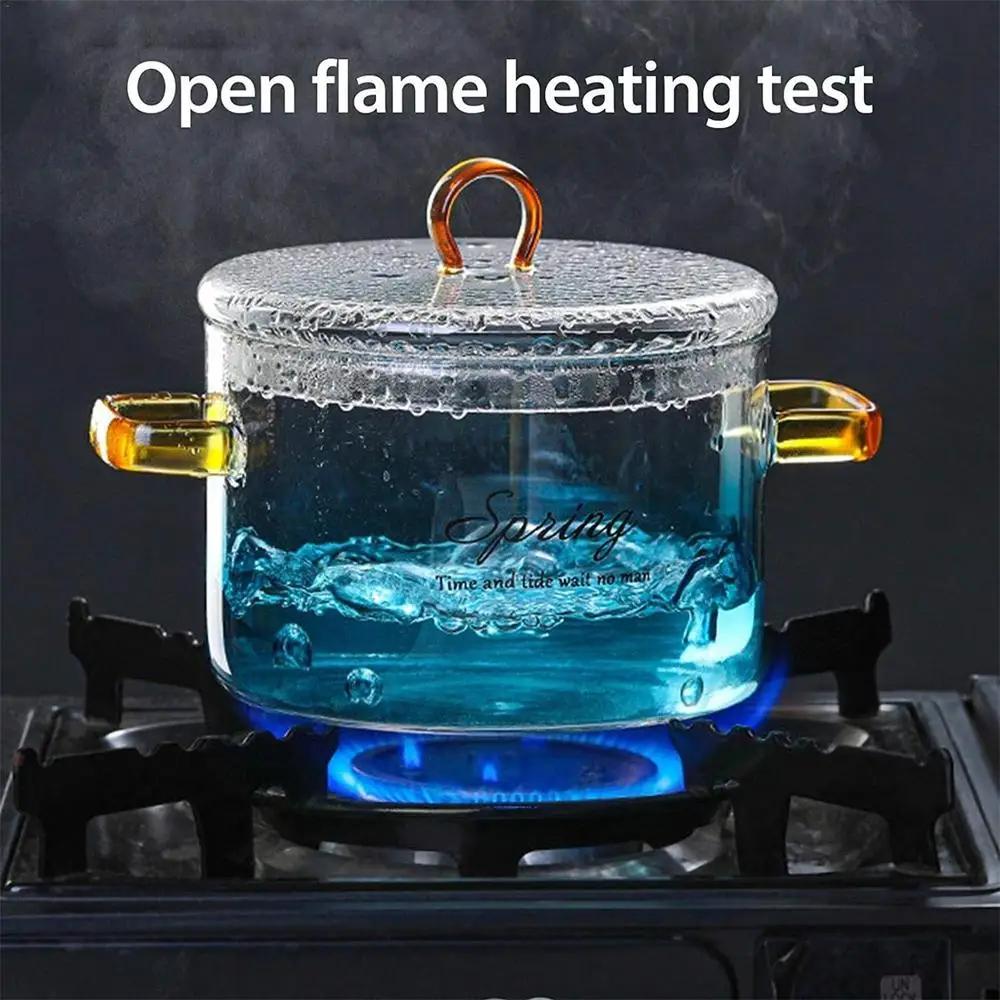 1500ML Glass Simmer Pot Transparent Gradient Glass Saucepan Household Heat-resistant Pot For Pasta Noodles Soup
